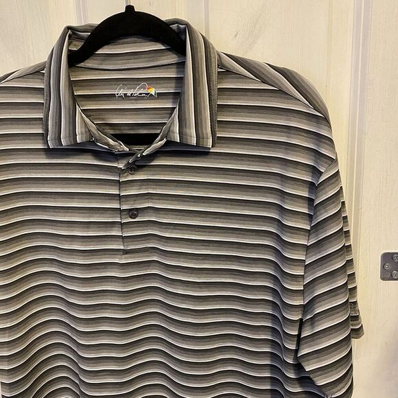 Arnold Palmer Polo Shirt Men’s Size Large Pastel Gray Stripe Golf Active Sports - Picture 5 of 7